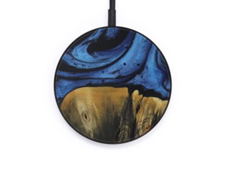 Circle Wood+Resin Wireless Charger - Taryn (Dark Blue, 589236) For Sale