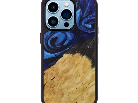 iPhone 14 Pro Wood+Resin Phone Case - Wilhelm (Dark Blue, 589151) For Sale