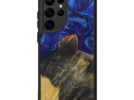 Galaxy S22 Ultra Wood+Resin Phone Case - Taiwana (Dark Blue, 589248) Fashion