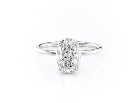 The Low Profile Kamellie Set With A 2 Carat Oval Moissanite For Sale