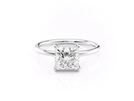 The Low Profile Kamellie Set With A 5 Carat Princess Moissanite For Sale