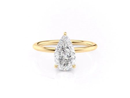 The Low Profile Kamellie Set With A 1 Carat Pear Moissanite Cheap