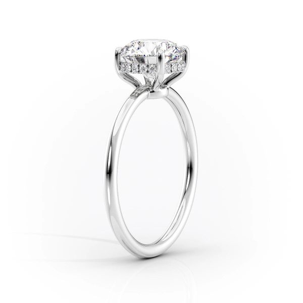 The Low Profile Kamellie Set With A 2 Carat Oval Moissanite For Sale